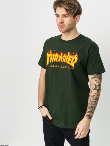 Thrasher T-krekls Flame Forest Green