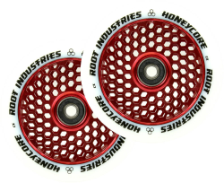 Root Industries Honeycore Wheels White 110mm Red