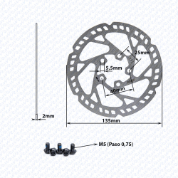 Scooter brake disc 135mm with 5 holes