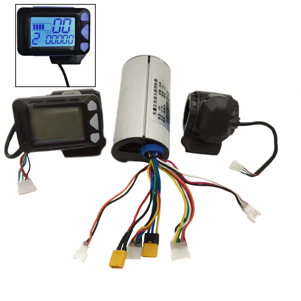 Kit controlador BLDC 24V 250W + display LCD con acelerador + freno.