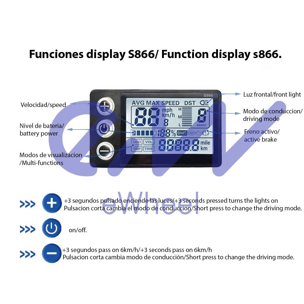 Kit 24V/36V/48V 250W/350W Display S866 | Patinete electrico