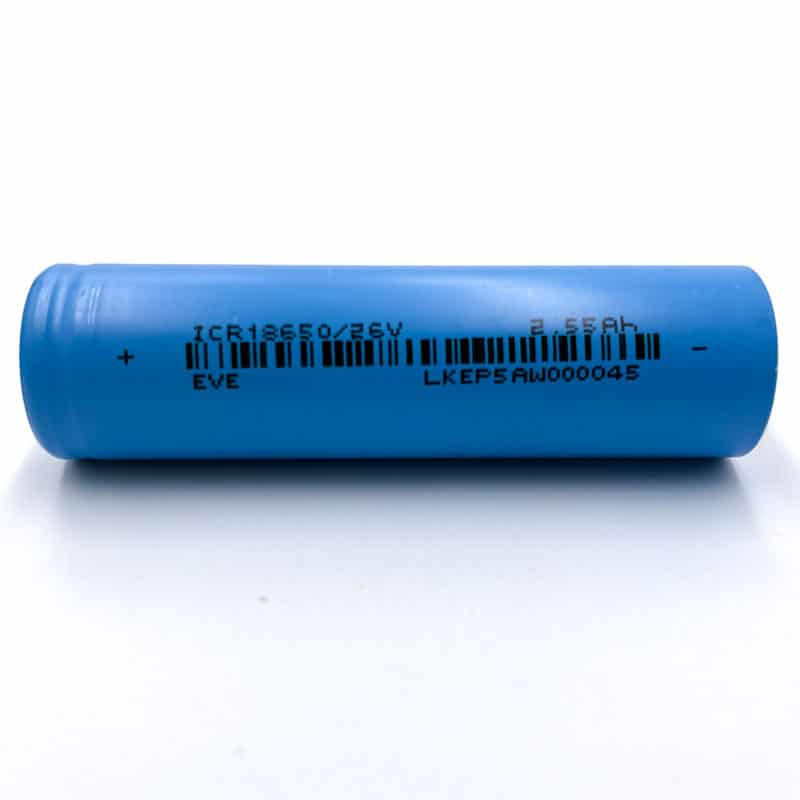 Celda Lí-ION EVE ICR18650-26V 2500mAh - 7.65A - CAJA DE 100 UDS.