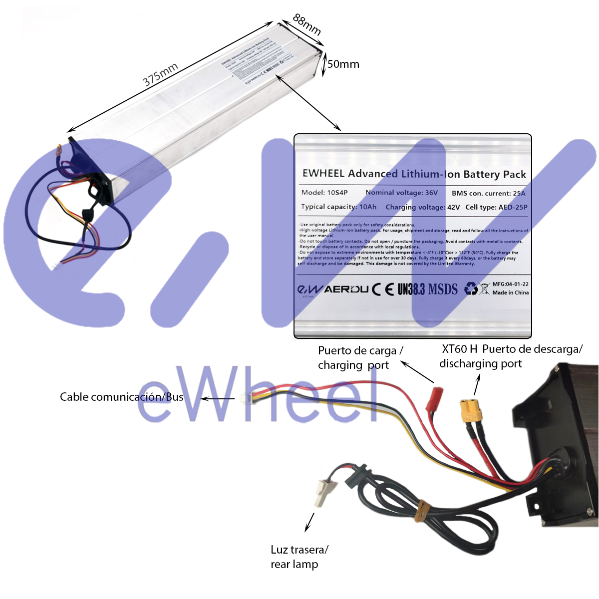 Batería Xiaomi Pro/Pro2/Copias 10 Ah [AED-25P]