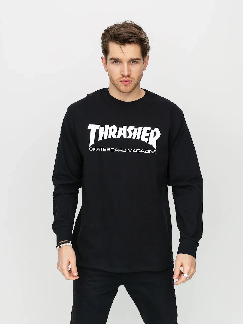 Thrasher krekls ar garām piedurknēm Skate Mag Black